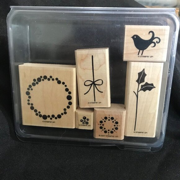 Stampin Up Berry Christmas 2007 Wood Rubber Stamp Set Of 6 - Picture 3 of 8